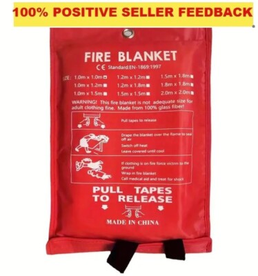 LARGE Fiberglass Fire Blanket, House Kitchen Office Grill Car Emergency Safety