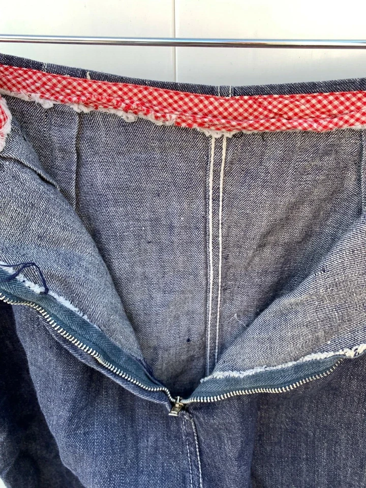 Empujadores de pedales XS de algodón oscuro denim cintura alta cremallera trasera de los años 40 y 50 para mujer Foto 4 de 4
