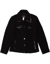 Les Copains Womens Bomber Jacket It 48 Xl Black Wool Ar02