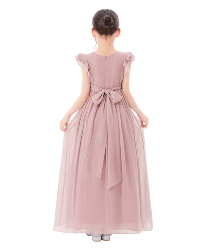 A-Line Scoop Neck Girls Dresses Chiffon Pleated Dress A-Line Flower Girl Dresses - Picture 15 of 43