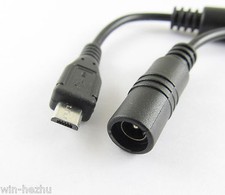 DC Power Supply Plug Adapter Female 5.5x2.1mm To Micro USB 5 Pin Charging Cable