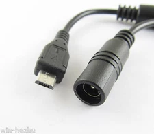 DC Power Supply Plug Adapter Female 5.5x2.1mm To Micro USB 5 Pin Charging Cable