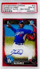 2016 Bowman Chrome Yadier Alvarez 1st Bowman Red Shimr Refr. Auto #/10 PSA 10 💎