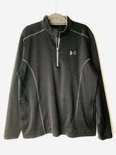 Under Armour Mens L Pullover Black Loose Fit Quarter Zip Fleece Lined Thick Warm