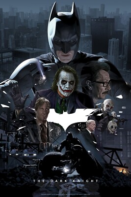 2008 Batman The Dark Knight Movie Poster 11X17 Joker Heath Ledger Gotham DC   