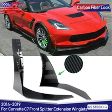 For 14-19 Corvette C7 Z06 Stage 3 Front Splitter Extension Winglets Carbon Look