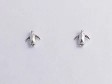 Sterling Silver and Surgical Steel penguin stud earrings-bird, penguins, birds