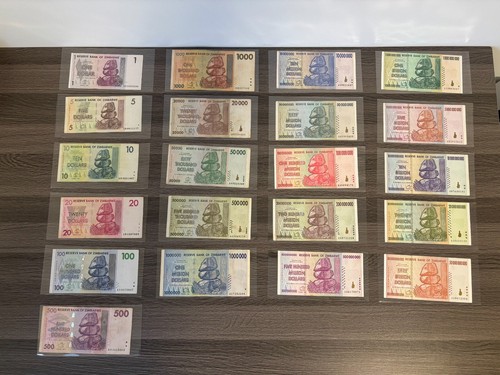 Zimbabwe 21 Banknote Set 1 to 50 Billion Dollars Paper Money