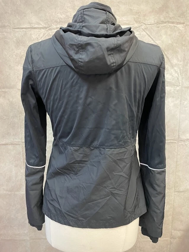 Chaqueta cortavientos negra con capucha Gap Fit para mujer cremallera completa talla XS Foto 3 de 4