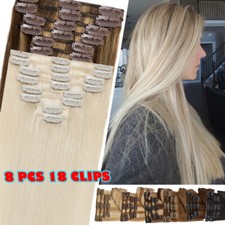 Dick Echthaar Clip In Remy Haar Extensions Haarverlängerung 8 Tressen Weft 60CM