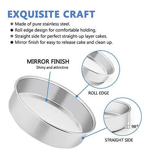 4 Pack 8 Inch Round Cake Baking Pans Stainless Steel Non-Stick Oven Pans - Picture 6 of 7