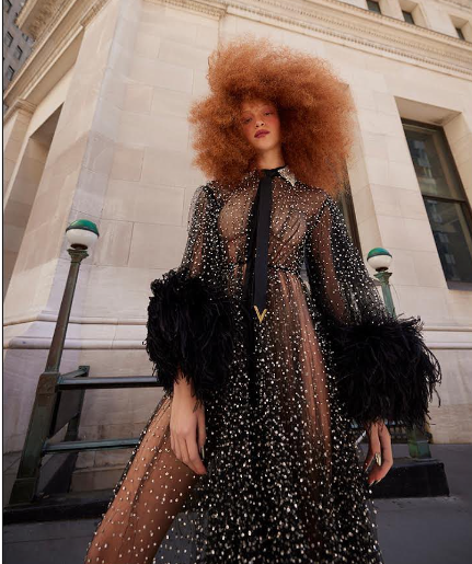 Valentino Feather-trimmed Embroidered Gown Black Evening Dress