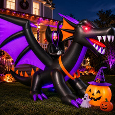 11FT Halloween Inflatable Dragon with LED Lights for Outdoor