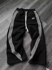 Wide Leg Striped Sweatpants Baggy Track Pants Drawstring Streetwear Unisex S-3XL