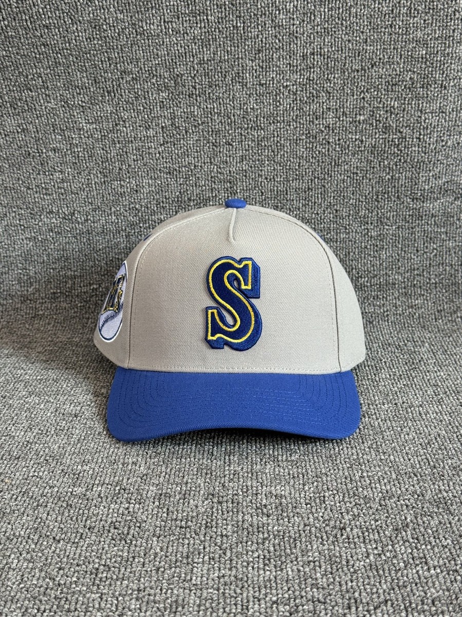 Mitchell & Ness Seattle Mariners Snapback Hat Grey Blue Retro Cap