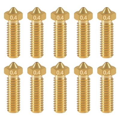 Aokin 3D Printer Brass Nozzle for Volcano Nozzle, 10 Pcs 10Pcs 0.4mm nozzles 