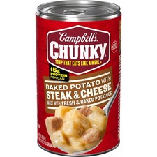 UPC 051000128423 product image for Campbells Chunky Baked Potato with Steak and Cheese Soup, 18.8 oz. Can | upcitemdb.com