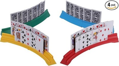 Paquete de 4 soportes para cartas de juego, bandejas apilables de doble capa par