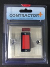 One Electrical CP1715 Brushed Chrome / Black 45A DP Cooker Switch With Neon