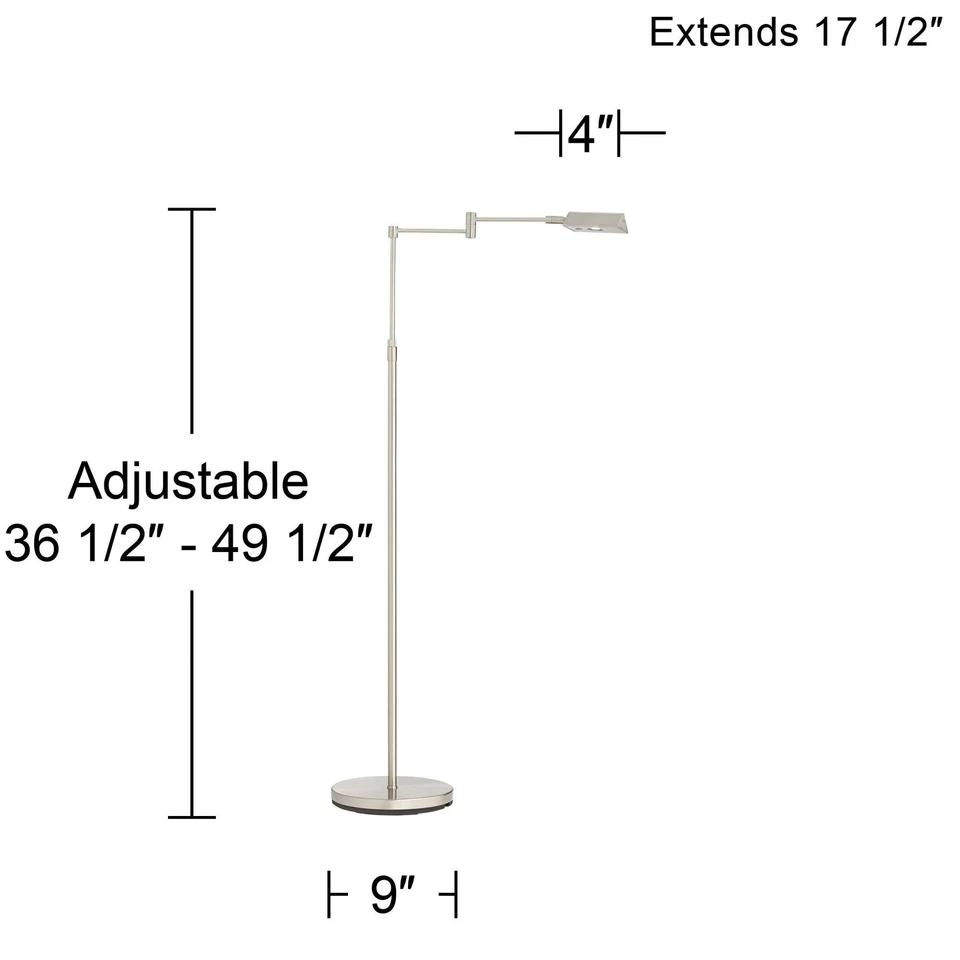 Juego de 2 lámparas de pie LED modernas de farmacia brazo oscilante de níquel Zema 360 Lighting Foto 4 de 4