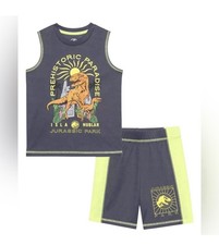 NWT Jurassic Park Toddler Boys Tank  Shorts Set Gray Size 3