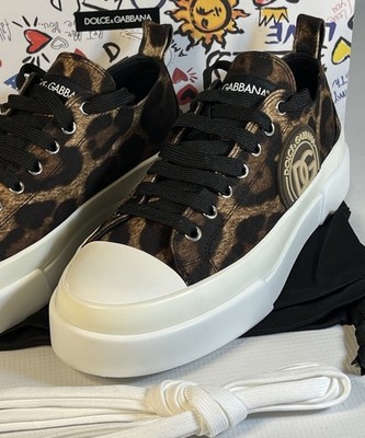 Men's Dolce & Gabbana Portofino Low-Top Sneakers Size 7 Leopard