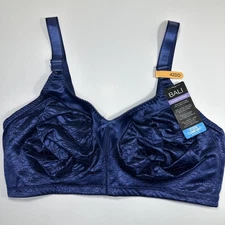 Bali Women's Double Support Spa Closure Wirefree Bra DF3372 In The Navy 42DD NEW