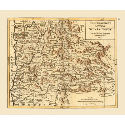 Historic Map - Dauphine Region France - Robert 1748 - Vintage Wall Art