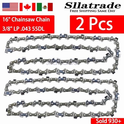Pack of 2 16'' Chainsaw Chain 3/8'' LP .043 55DL for Stihl MS170 MS180 Replacement