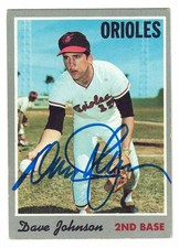 1970 Topps Baseball Card #45 Dave Johnson Orioles Autograph EX