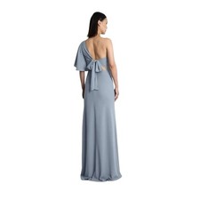 Jenny Yoo Blue Lyric One Sleeve Bridesmaid  Maxi Blue Dress Size 8