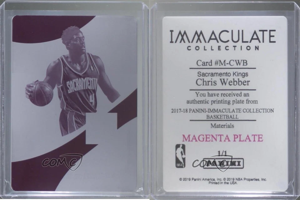 2017 Panini Immaculate Materials Printing Plate Magenta 1/1 Chris Webber HOF 0c3 - Image 3 of 3