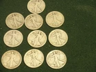 Ten (10)  1918 Walking Liberty Half Dollars -  1/2 Roll 90% Silver  (#Lot14)