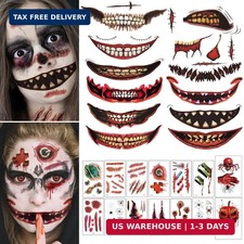 Halloween Prank Makeup Temporary Tattoo, 26 PCS Halloween Temporary Face Tattoos