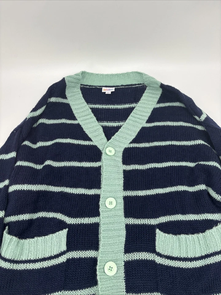 Suéter tejido LuLaRoe para mujer talla grande azul a rayas manga larga Foto 2 de 4