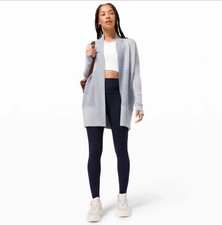 Lululemon Sit In Lotus Wrap II 100 Merino Wool Cardigan Cool Grey Women Sz 4