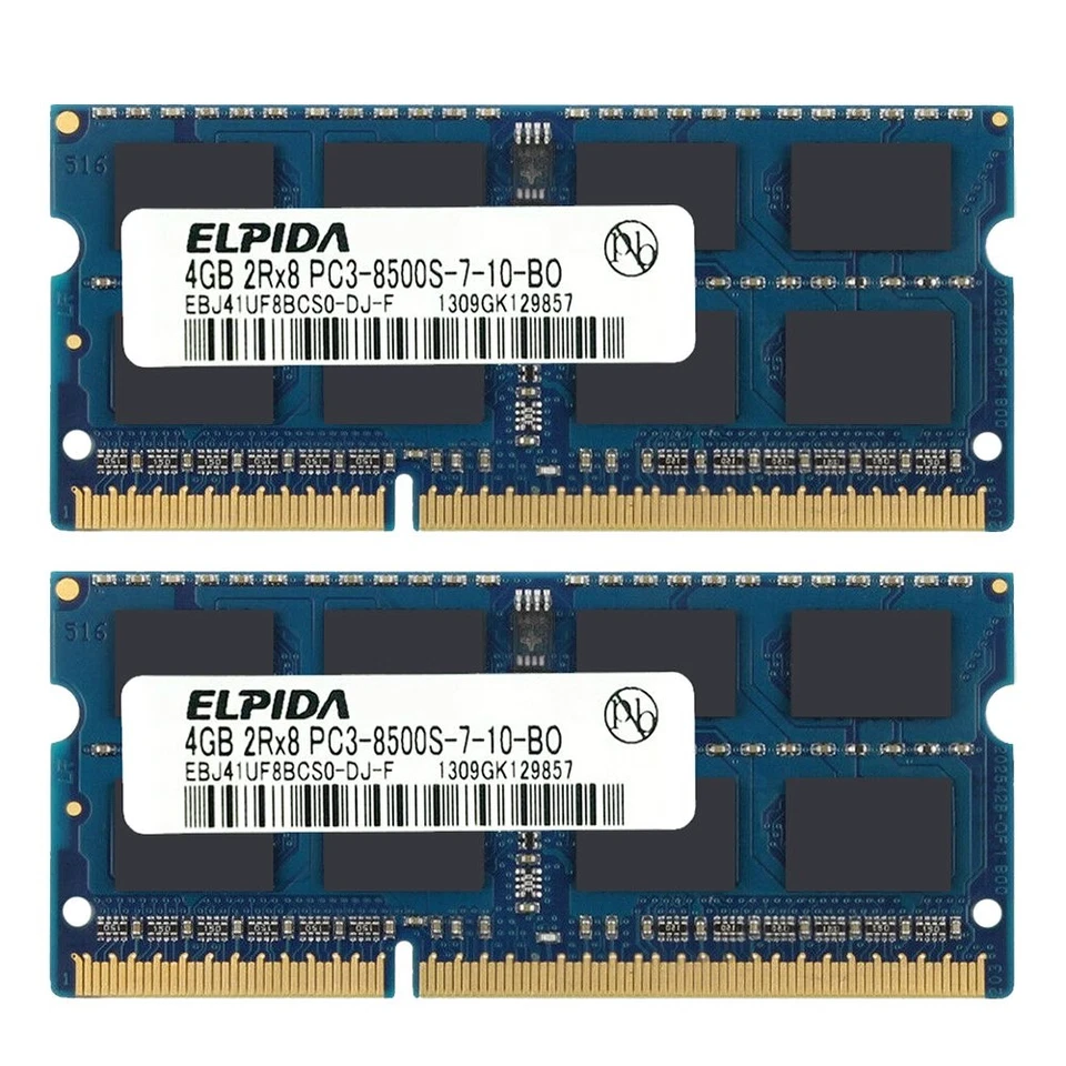 8GB 2x 4GB PC3-8500S DDR3 1066mhz 2RX8 204pin 1.5V SO-DIMM Memory RAM For Elpida - Image 3 of 4