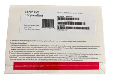 Win 10 Home 64 bit DVD with Product Key New Sealed & Free Shipping