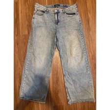 Aeropostale Aero Baggy Wide Leg Jeans Light Wash High Rise Denim Womens 14 Reg