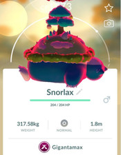 Pokémon Go SNORLAX GigantaMax - SNORLAX GigaMax Trade (No Shiny)🔥💞⭐️
