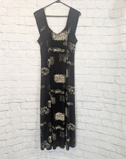 Pretty Woman Travel Resort Wear Dress Black With Tan Graphic Fish Print Size L?