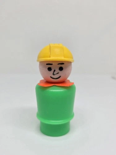 WHOOPS Vintage Fisher Price little people green construction worker man