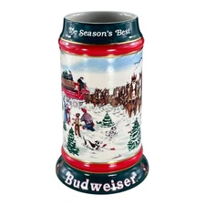 Anheuser Busch 1991 Budweiser Holiday Stein "The Season's Best" Beer Mug Horses
