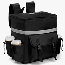 Acshio Food Delivery Backpack with 4 Cup Holder, 15x9.5x15 inches, Black