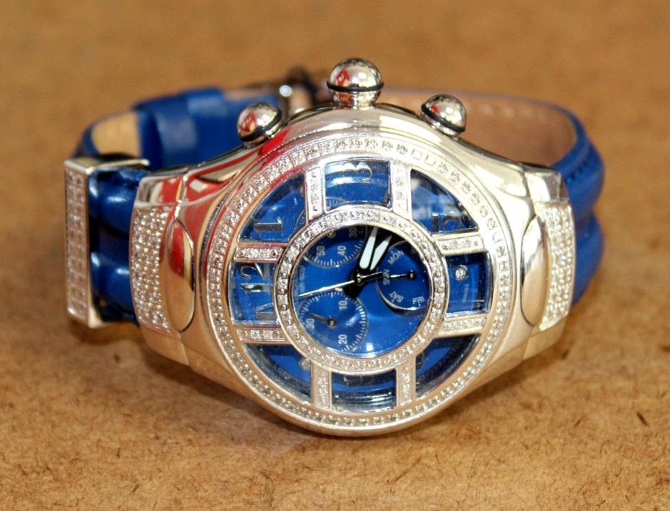Joe rodeo ジョーロデオ　クラシック Joe Rodeo Tic Tac Toe SS Men's Blue Dial Diamond Chronograph Watch