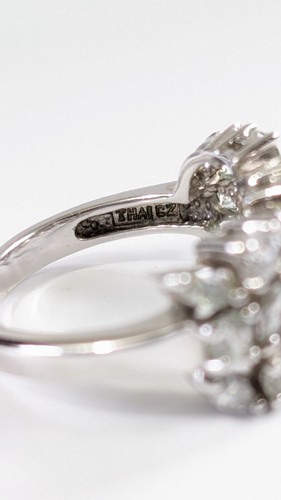 3-reihiger Ring rund und Marquisschliff Zirkonia Größe 7 925 Sterling Silber - Bild 6 von 12