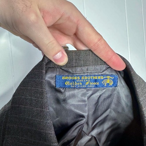 Vintage 3 pc Brooks Brothers Makers Golden Fleece SUIT Men 42L W34 Gray Striped - Picture 3 of 13
