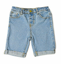 SHEIN Girls Denim Bermuda Shorts Size 6Y Elastic Waist Cuffed Jean Shorts