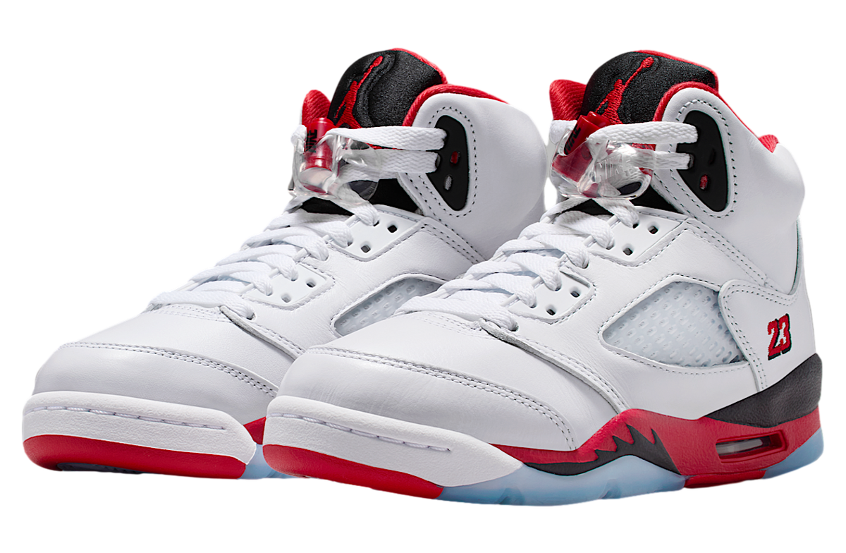 Nike Air Jordan 5 Retro OG (GS) Shoes White Fire Red HQ7980-101