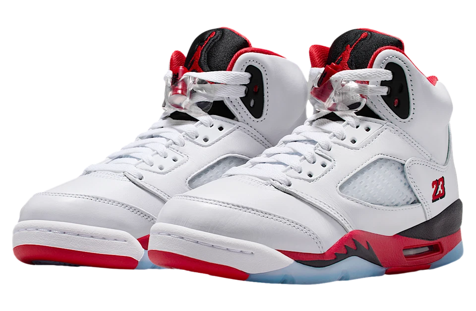 Nike Air Jordan 5 Retro OG (GS) Shoes White Fire Red HQ7980-101 Multi Sizes NEW - Image 2 of 4